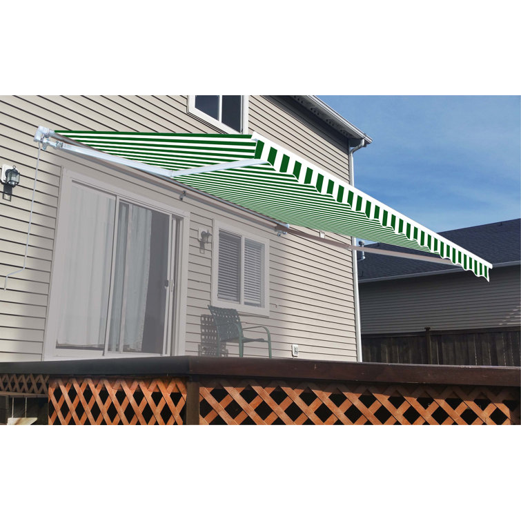 Silver Gray 13 x 10 ft Retractable Patio Awning with White Aluminum Frame