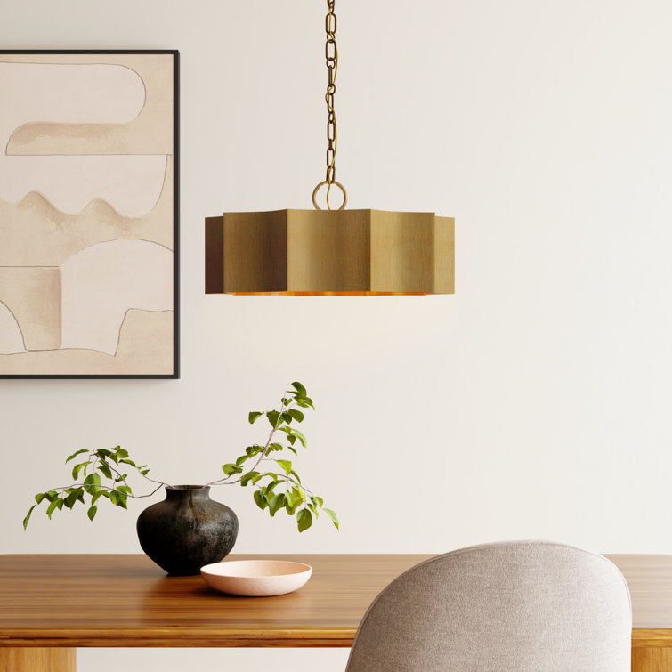 Shelby Starburst 22'' Drum Pendant Light in Gold Patina