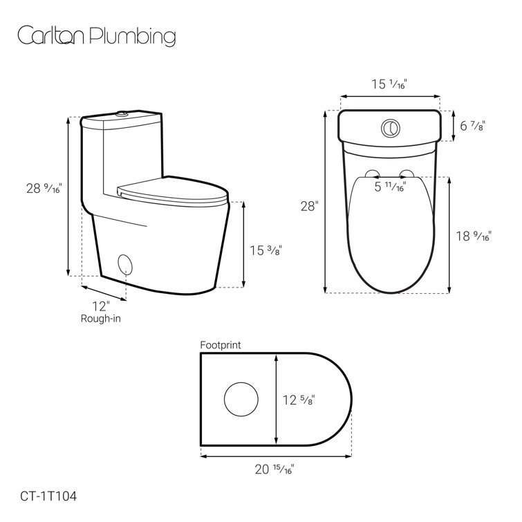 Fulton Glossy White Ceramic One-Piece Elongated Dual-Flush Toilet