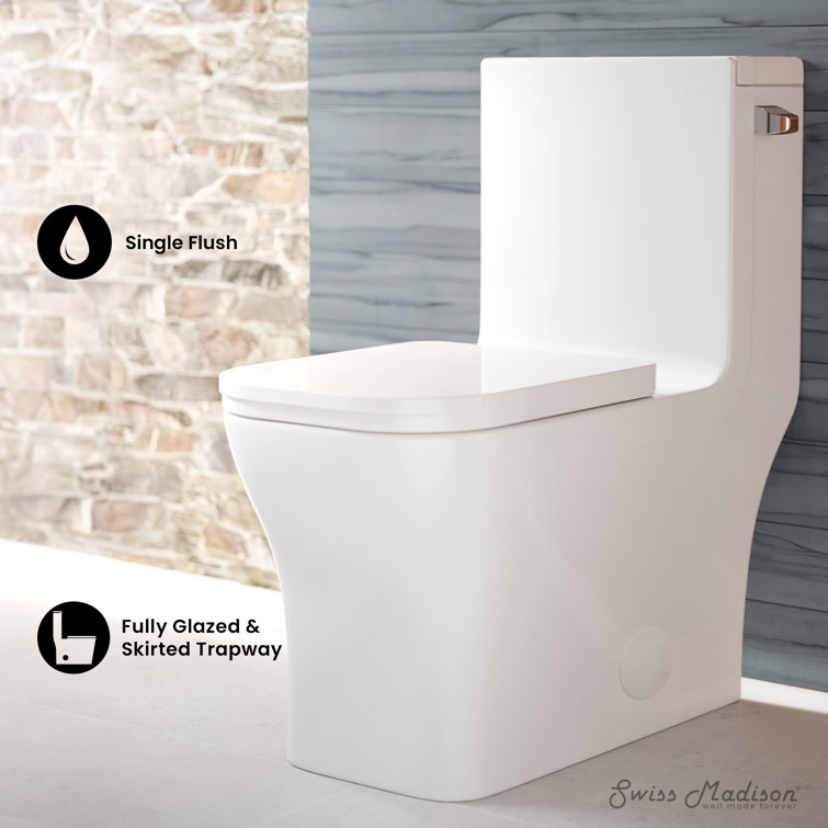 Concorde Glossy White One-Piece Elongated Toilet with Right Side Flush Handle