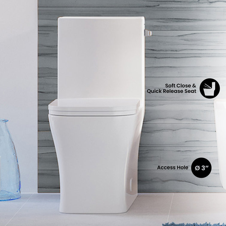 Concorde Glossy White One-Piece Elongated Toilet with Right Side Flush Handle