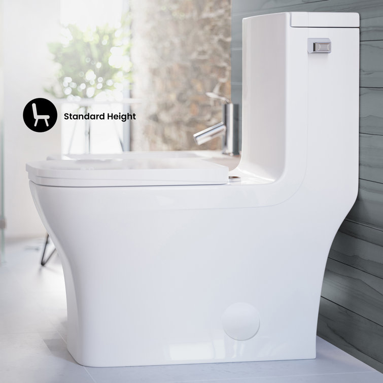 Concorde Glossy White One-Piece Elongated Toilet with Right Side Flush Handle