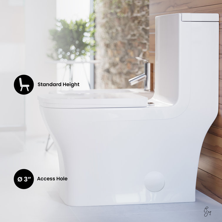 Elongated High-Efficiency Dual-Flush Free-Standing Toilet in White