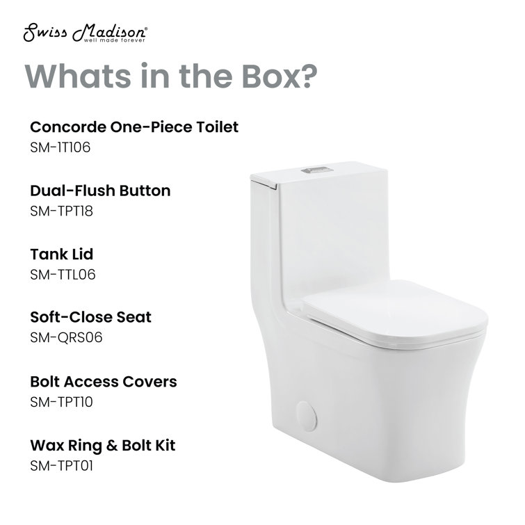 Elongated High-Efficiency Dual-Flush Free-Standing Toilet in White
