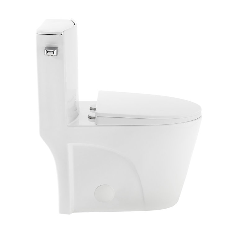 Glossy White High Efficiency One-Piece Elongated Toilet