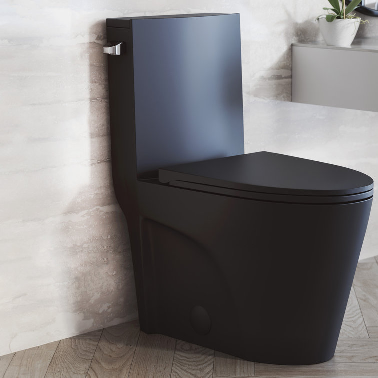 Matte Black High Efficiency One-Piece Elongated Toilet