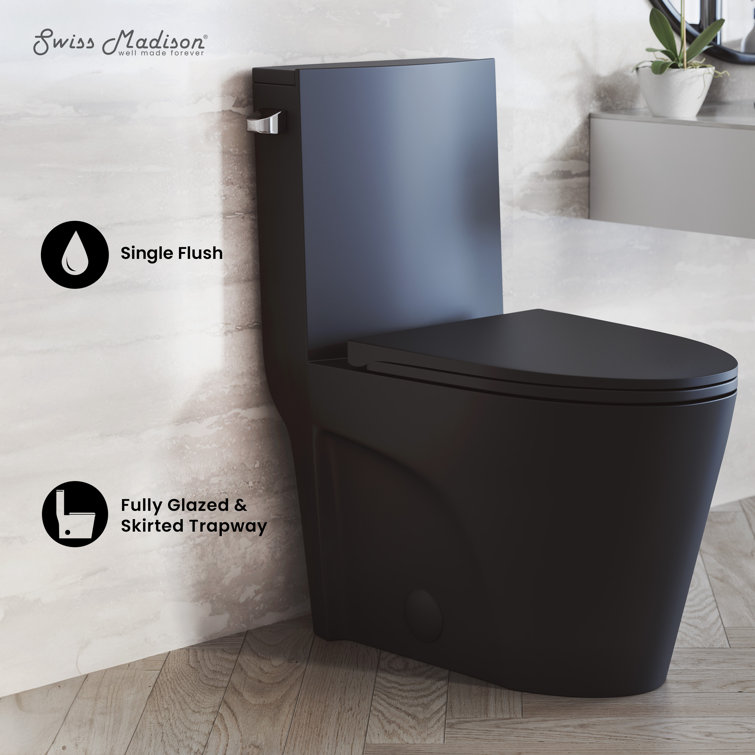 Matte Black High Efficiency One-Piece Elongated Toilet