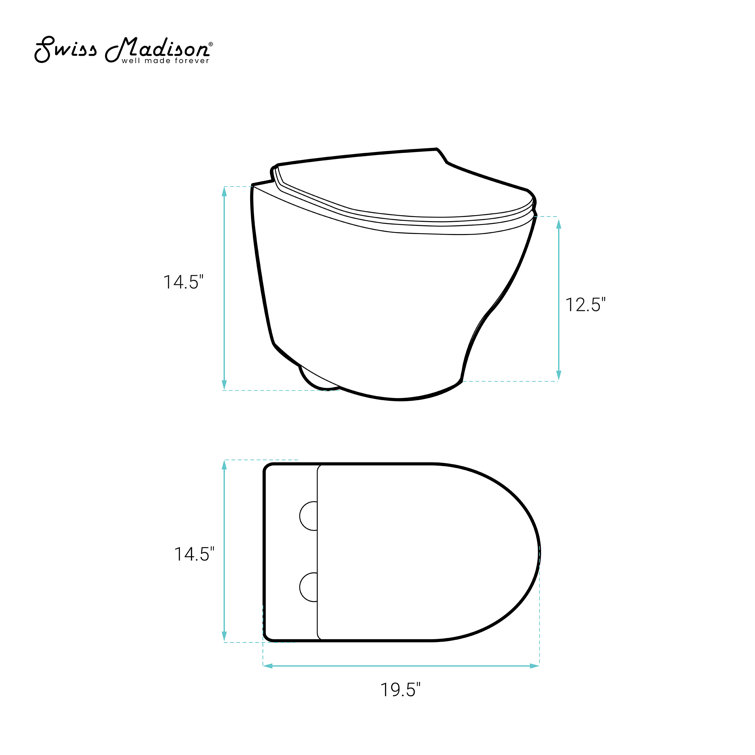 Monaco Glossy White Ceramic Wall-Hung Elongated Dual Flush Toilet