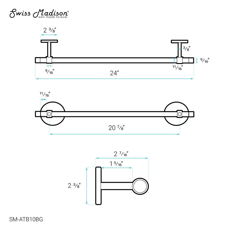 Verre Clear Acrylic Towel Bar with Brushed Gold Accents