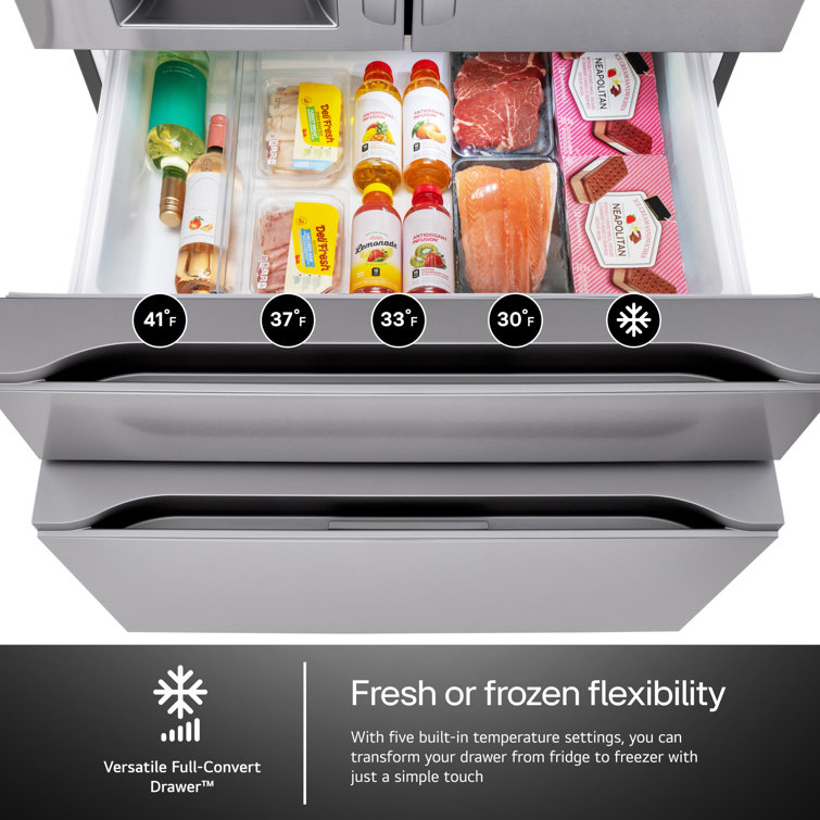 Black Stainless Steel Smart French Door Refrigerator with Ice Maker