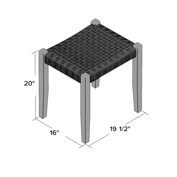 Natural Mango Wood Vanity Stool with Jute Rope Seat