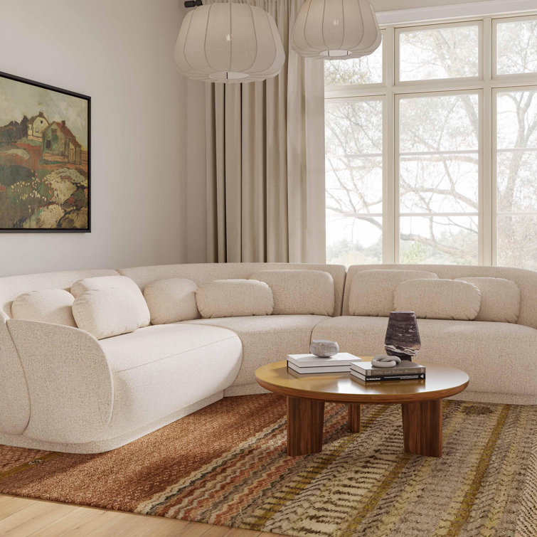 Oani 36" Walnut and Glass Round Coffee Table