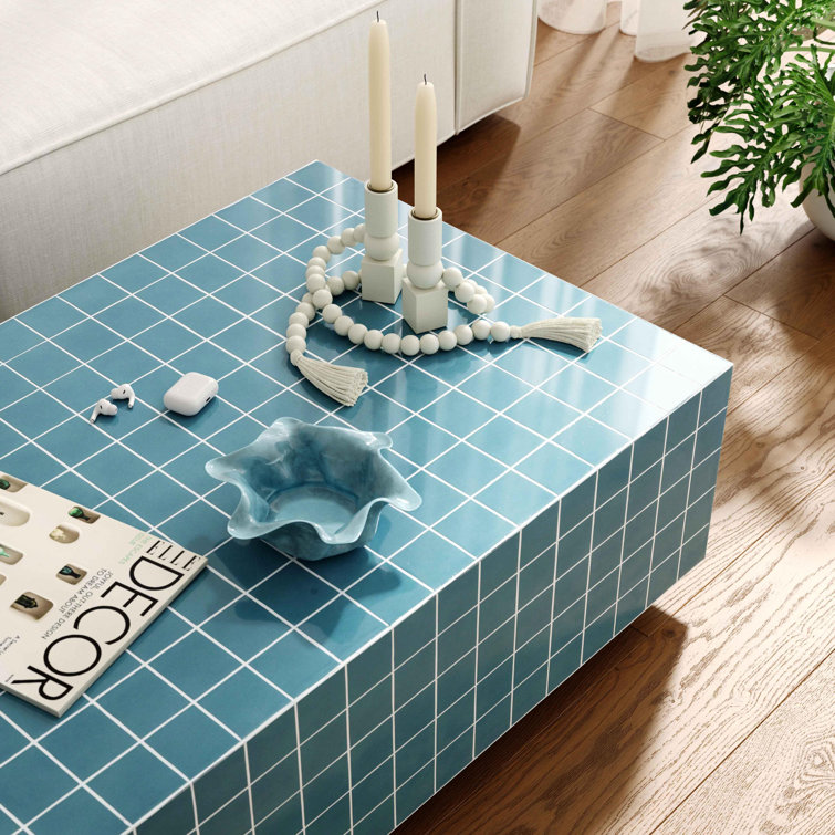 Blue Rectangular Tile Indoor/Outdoor Coffee Table