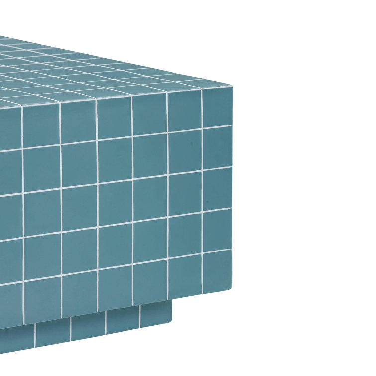 Blue Rectangular Tile Indoor/Outdoor Coffee Table