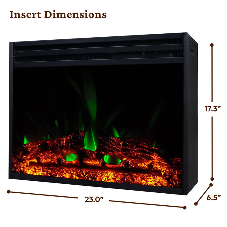 Sienna 34'' White MDF Electric Fireplace with Multi-Color Flame and Log Insert