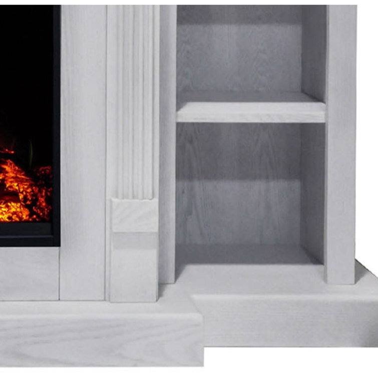 Sanoma 72-Inch White Electric Fireplace with Bookshelves