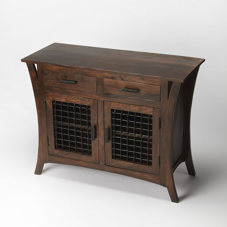 Ako Dark Brown Mango Wood Console Chest with Iron Hardware