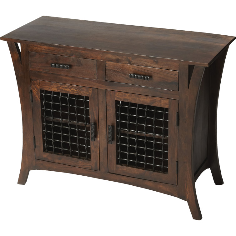 Ako Dark Brown Mango Wood Console Chest with Iron Hardware