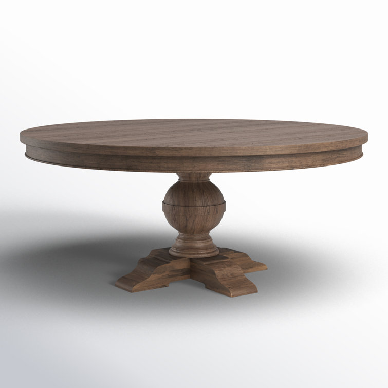 Weathered Teak Round Reclaimed Wood Pedestal Dining Table