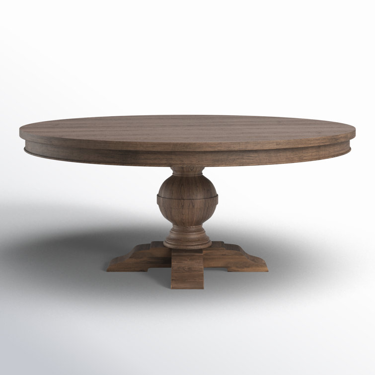 Weathered Teak Round Reclaimed Wood Pedestal Dining Table