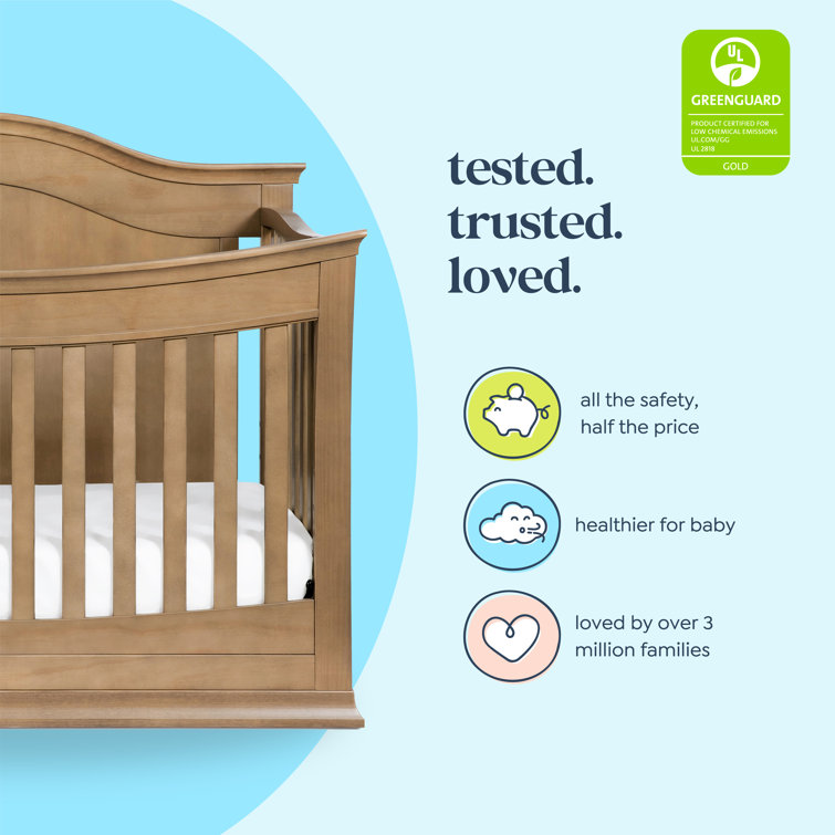 Hazelnut Solid Pine Wood 4-in-1 Convertible Crib