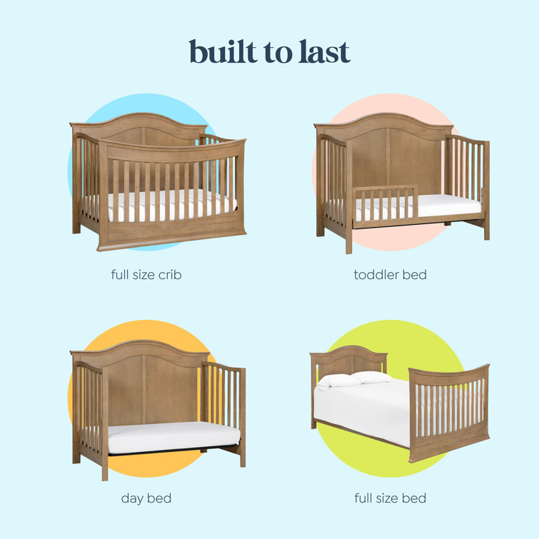 Hazelnut Solid Pine Wood 4-in-1 Convertible Crib
