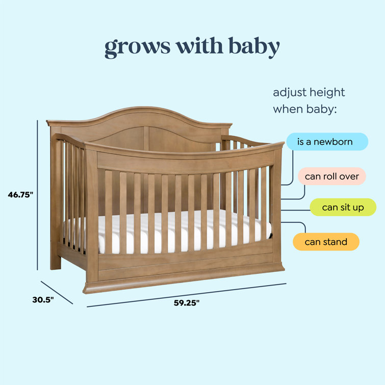 Hazelnut Solid Pine Wood 4-in-1 Convertible Crib