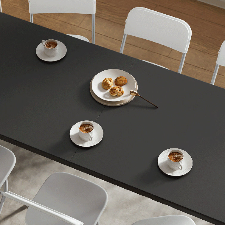 6ft Black Plastic Foldable Picnic Table with Steel Frame