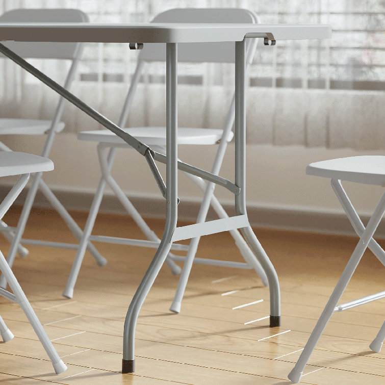 Gray Plastic Folding Table with Steel Frame for Indoor/Outdoor Use