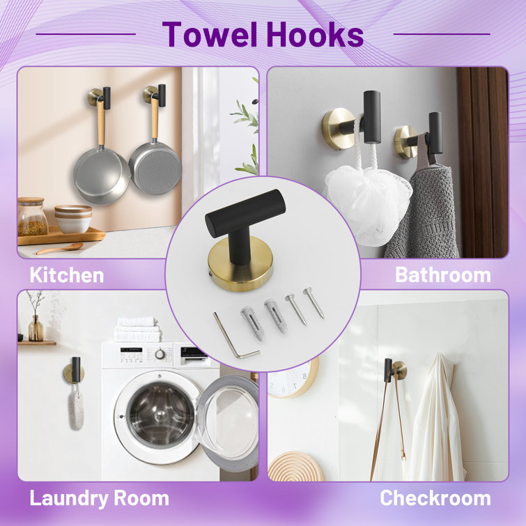 Brushed Gold and Black Metal 4-Piece Bathroom Hardware Set