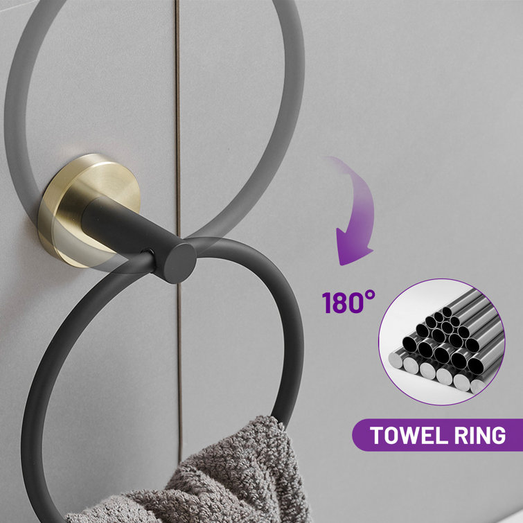 Brushed Gold and Black Metal 4-Piece Bathroom Hardware Set