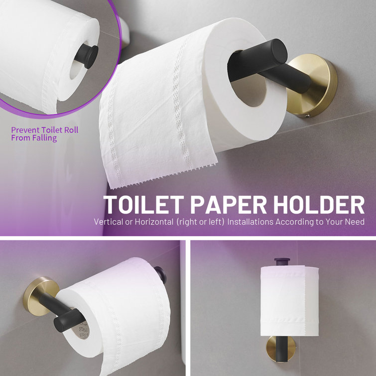 Brushed Gold and Black Metal 4-Piece Bathroom Hardware Set