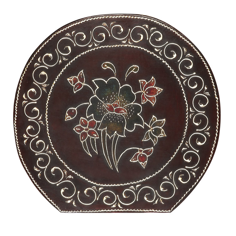 Botswana Hand-Painted Round Brown Wood Accent Table