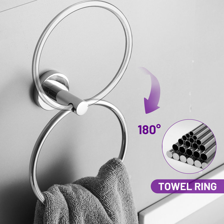 Chrome 5-Piece Bathroom Hardware Set with Towel Bar
