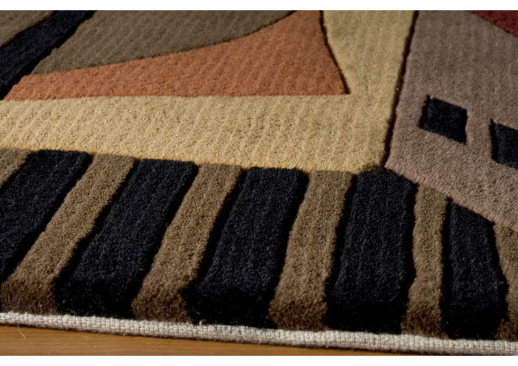 New Wave Red and Brown Hand-Tufted Wool Runner Rug