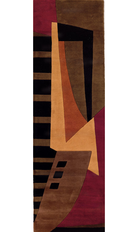 New Wave Red and Brown Hand-Tufted Wool Runner Rug