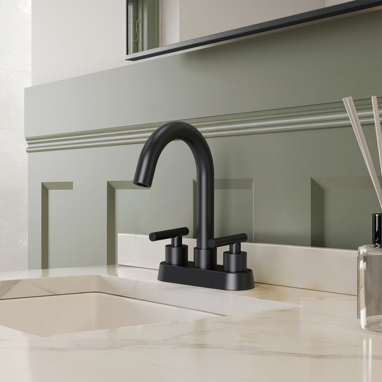 Matte Black Stainless Steel 2-Handle Bathroom Faucet with Deck Plate