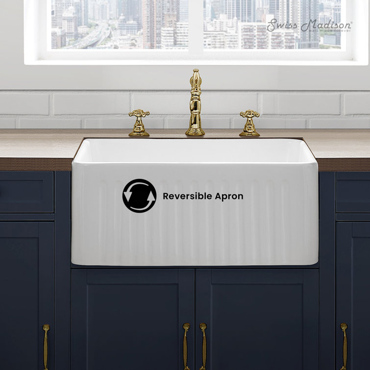 Delice 24 x 18 White Ceramic Farmhouse Kitchen Sink with Apron