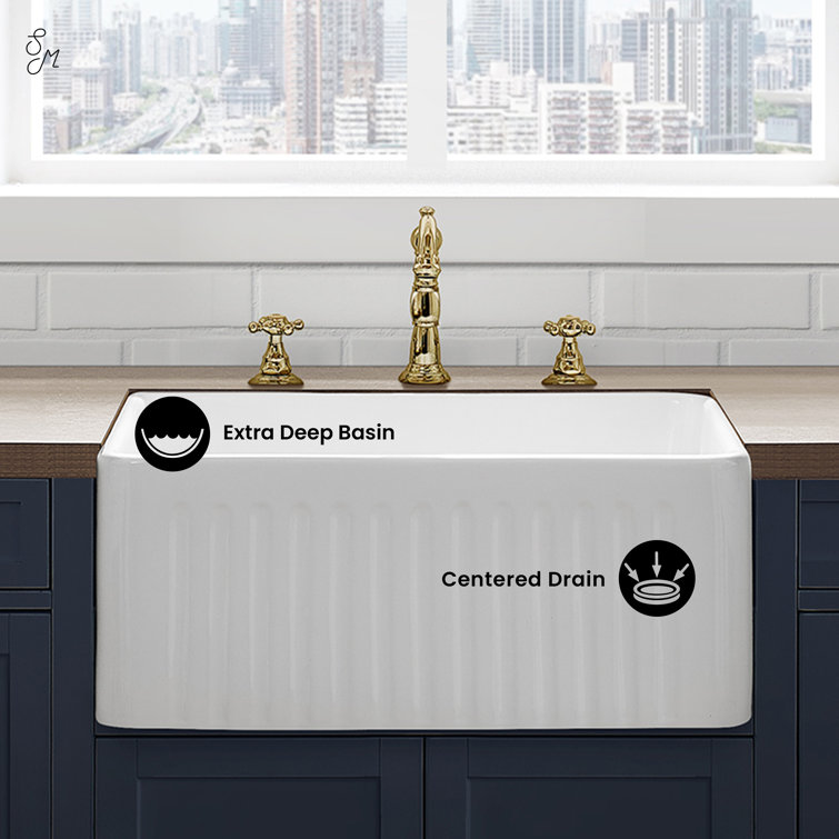 Delice 24 x 18 White Ceramic Farmhouse Kitchen Sink with Apron