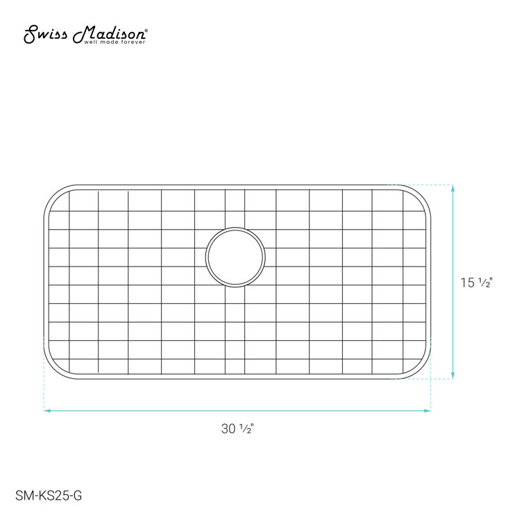 Brushed Stainless Steel Rectangular Kitchen Sink Grid