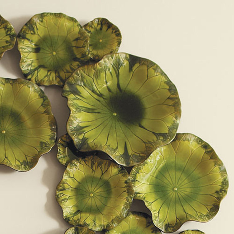 Small Green Ceramic Lily Plate Wall Decor
