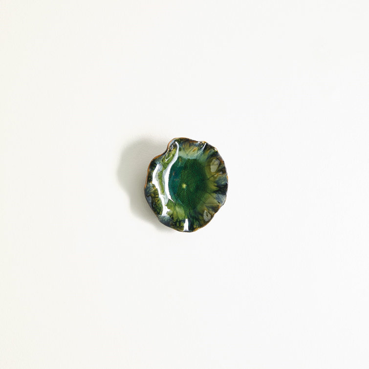Small Green Ceramic Lily Plate Wall Decor