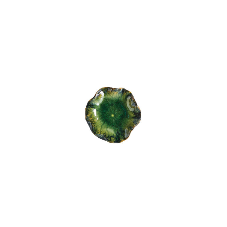 Small Green Ceramic Lily Plate Wall Decor