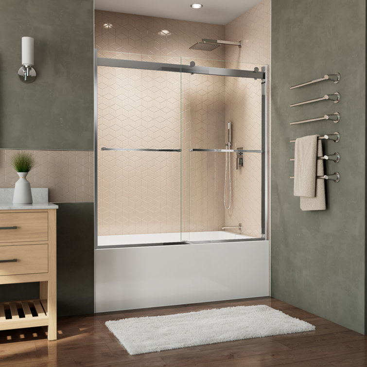 Essence-H 56-60" Chrome Semi-Frameless Sliding Tub Door