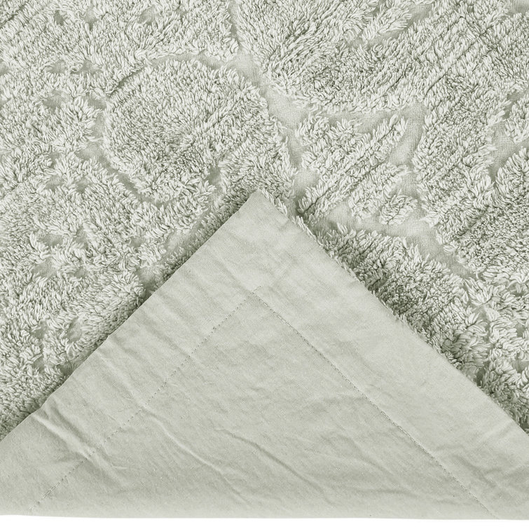 Sage Cotton Twin Reversible Bedspread Set with Textured Accent