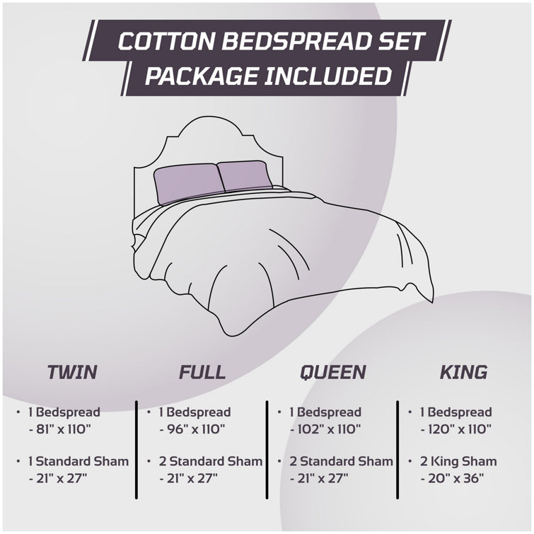 White Twin Cotton Reversible Tufted Medallion Bedspread Set