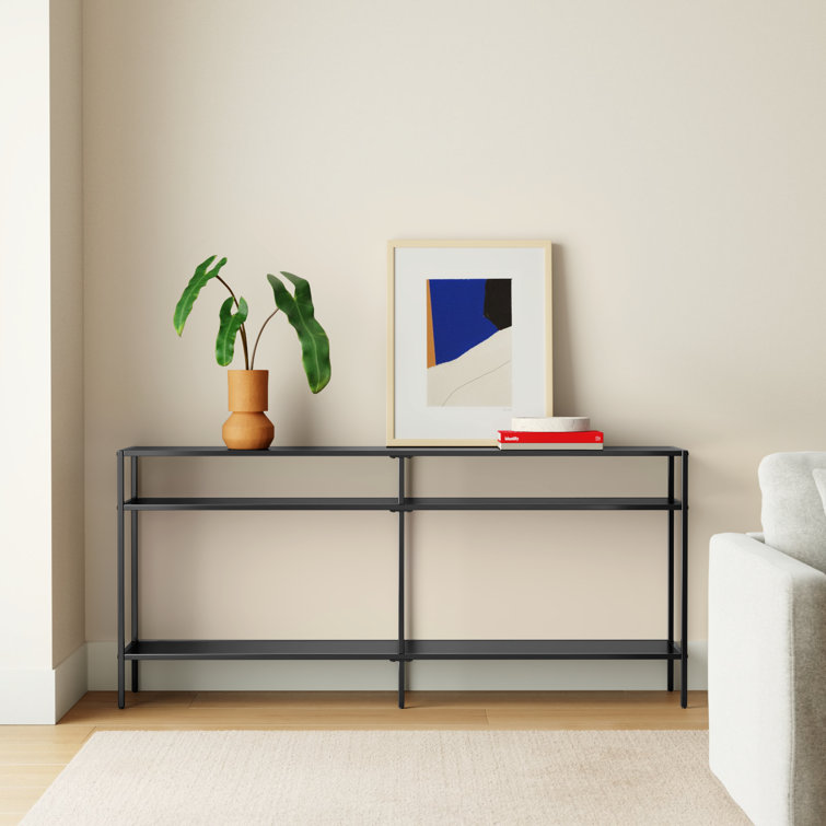 Blackened Bronze 64'' Industrial Console Table with Storage