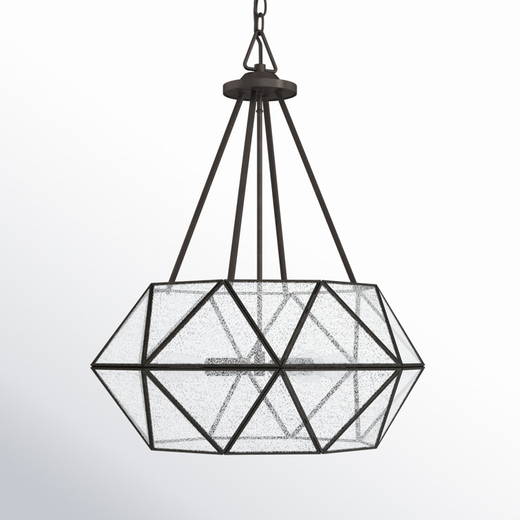 Tartan Geometric 20" Mercury Glass Pendant in Oiled Burnished Bronze
