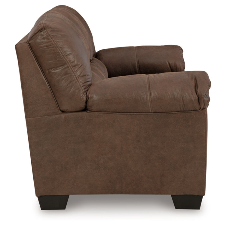 Traditional Brown Faux Leather 90'' Pillow-Top Arm Sofa
