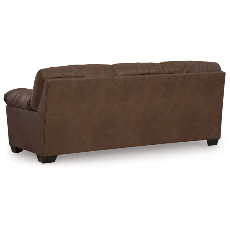 Traditional Brown Faux Leather 90'' Pillow-Top Arm Sofa